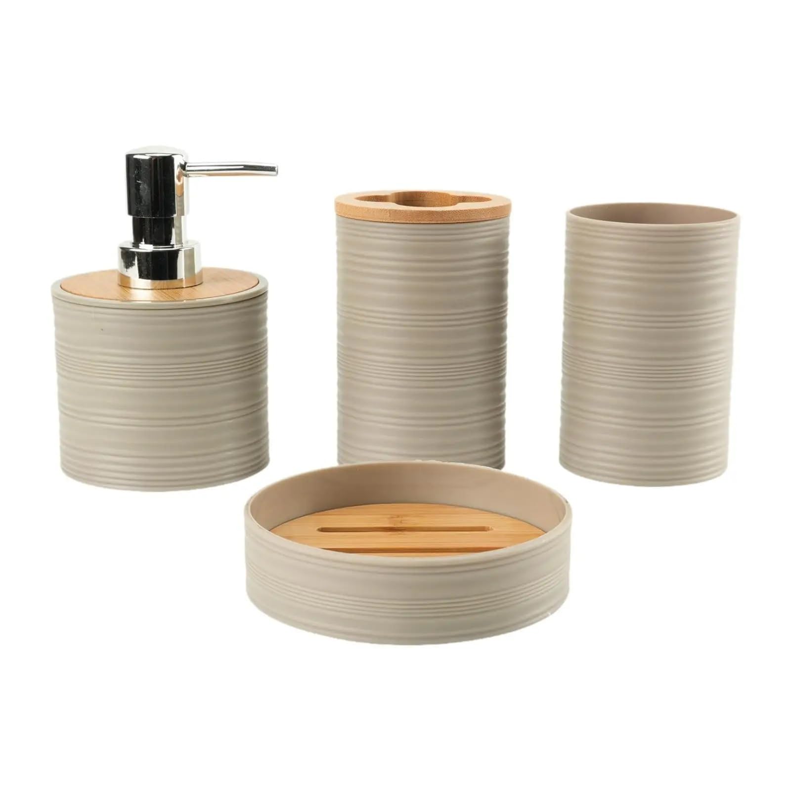 Soap Dispenser 4pcs Bathroom Supplies For Washing Storage Rack Toothbrush Holder Set Mouthwash Cup Vanity(Beige)