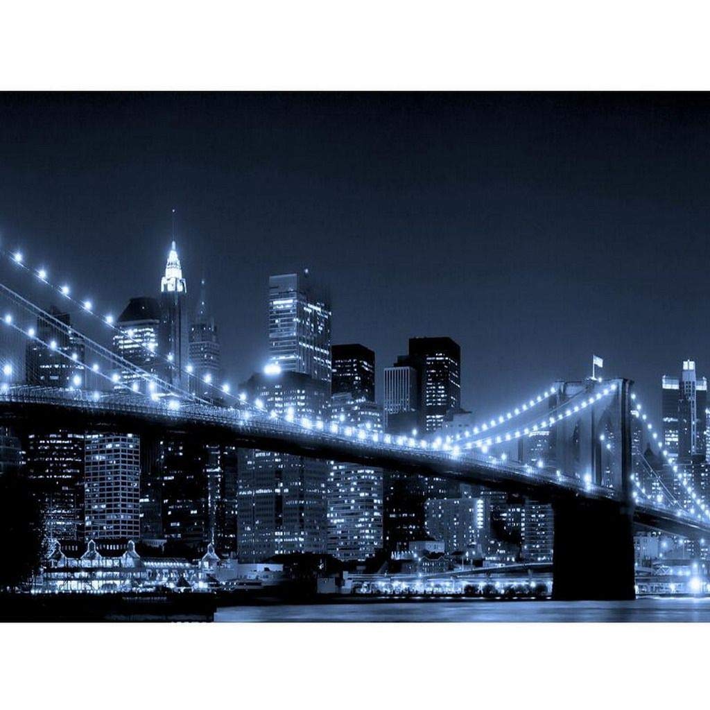 Ukerdo DIY Brooklyn Bridge Night View Diamond Painting Wall Pictures for Living Room