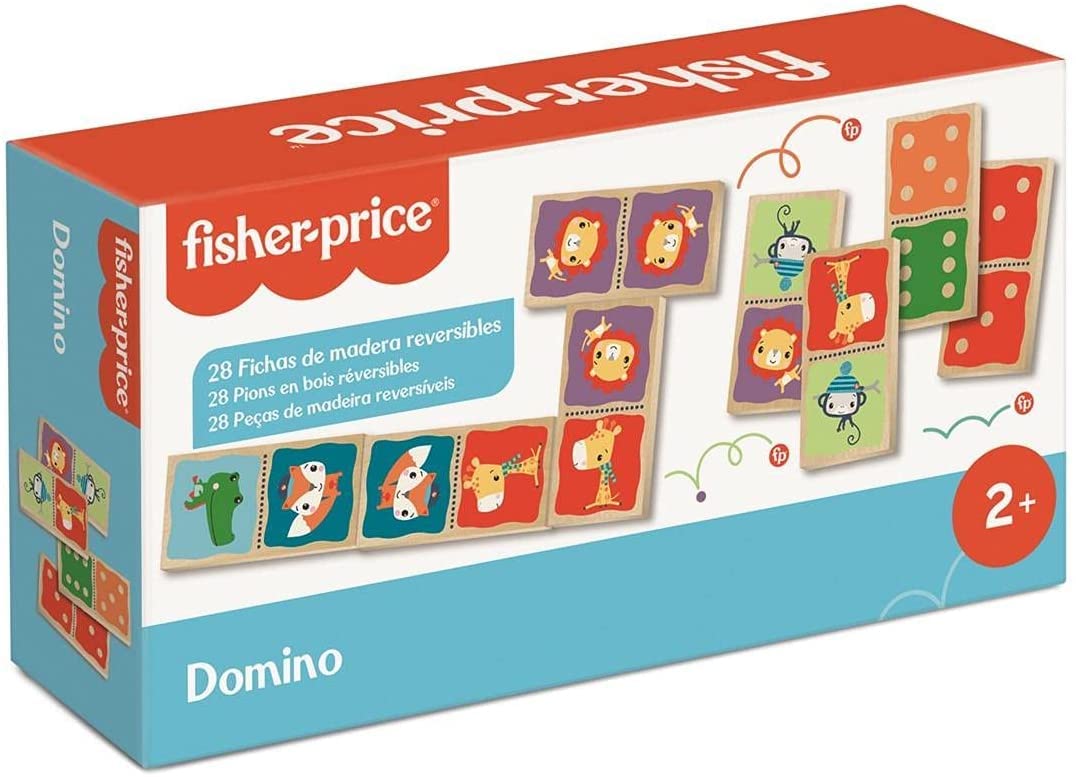 Cayro - Reversible children's dominoes - wooden dominoes - animal drawings and numerical points - educational game 2 years - cognitive development - observation and logic game