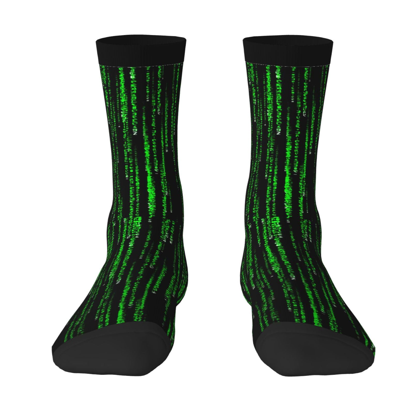 Bentli Unisex As Picture Crew Socks, Compression Socks Casual Novelty Sports Socks 40Cm Long For Green Matrix