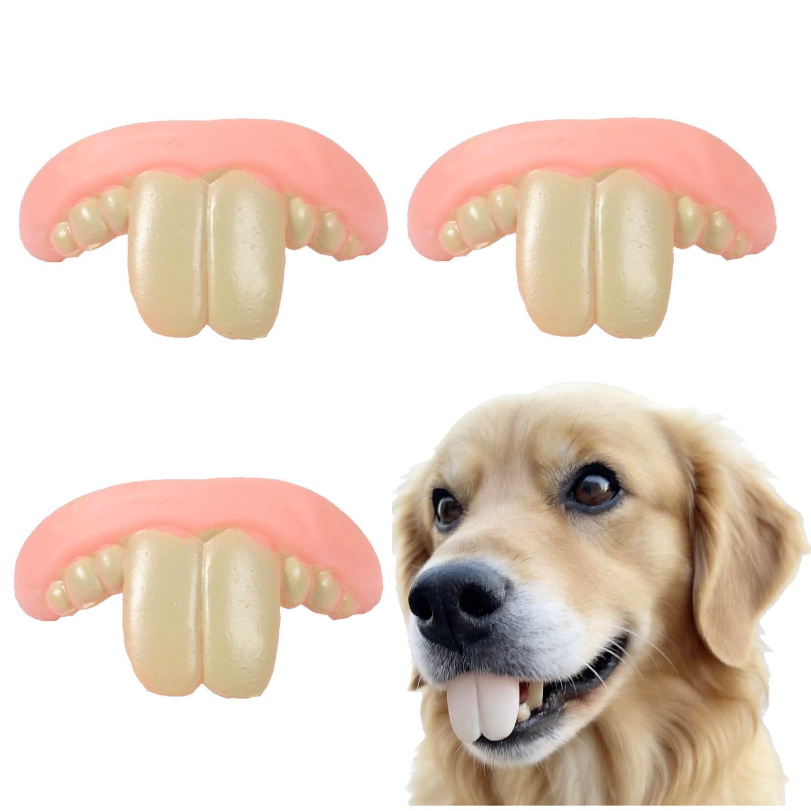 QLHNGUZ 3 Pcs Fake Teeth for Dogs, Funny Dog False Teeth Joke, Dog Teeth Fake Braces, Dog Chew Toys for Christmas Dogs Cosplay Costume