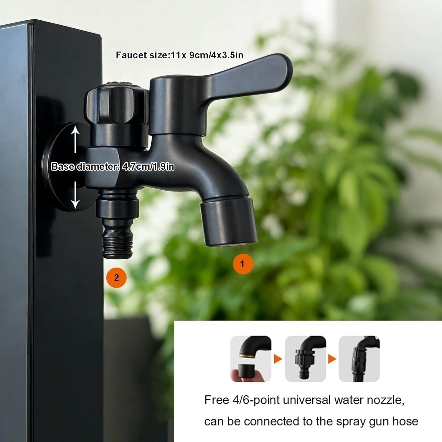 Kanduo columna de agua para jardin vertical Soporte independiente for manguera de jardín con grifo doble - Columna agua for exteriores acero inoxidable a prueba heladas