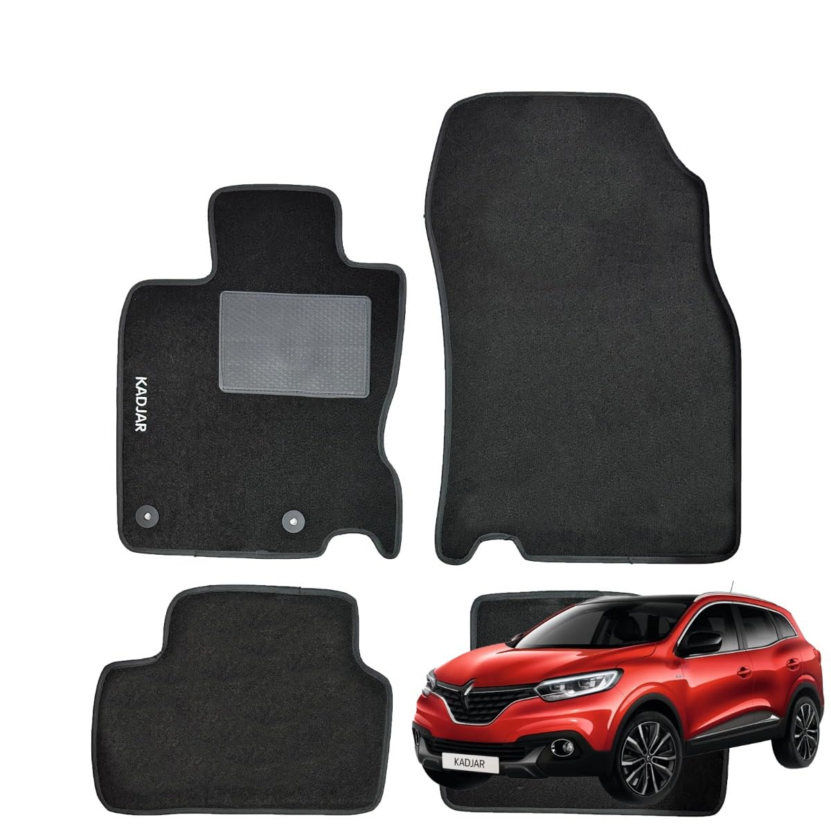 SERIE 4 TAPPETI - TAPPETINI IN MOQUETTE NERI PER KADJAR dal 2015 in poi