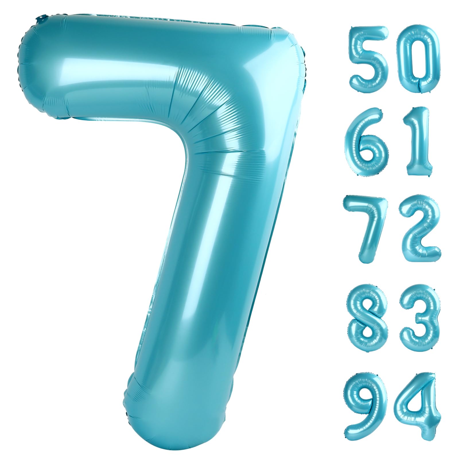Pastel Blue 7 Balloon - Number Balloon 40 Inch, 7th Pastel Blue Decorations