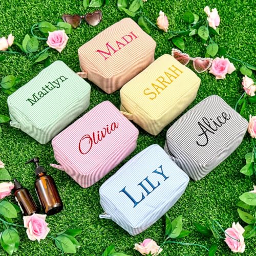 personalized toiletry bag - premium corduroy fabric with embroidery customization vintage-inspired travel cosmetic organizer for women amp teens lightweight amp compact gift gift-ready