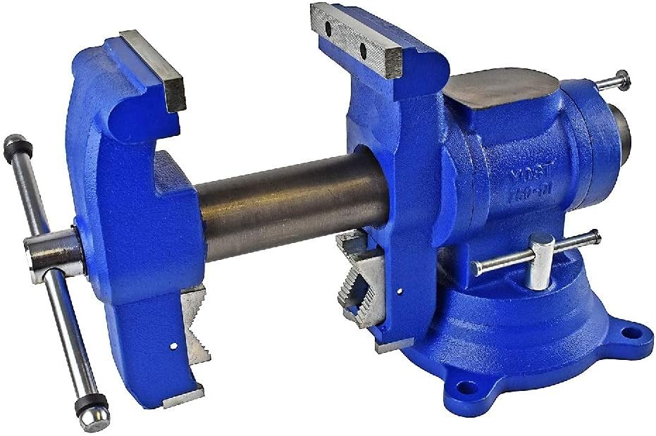 YOST MODEL 750-DI, YOST 5-1/8" MULTI-JAW ROTATING COMBINATION PIPE & BENCH VISE