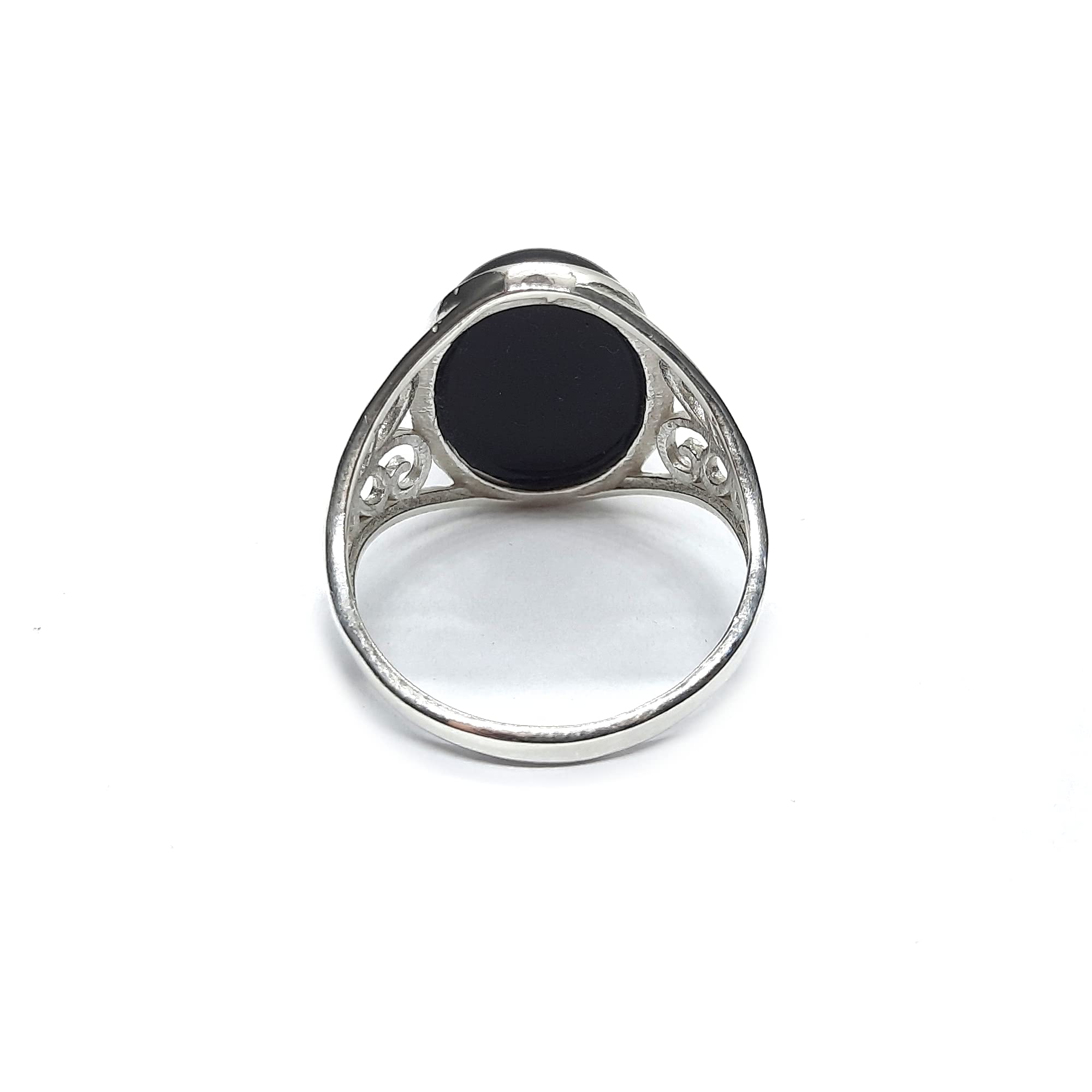 Anillo de Plata Esterlina Hecho a Mano Con Ónix Negro Genuino Sólido Estampado 925