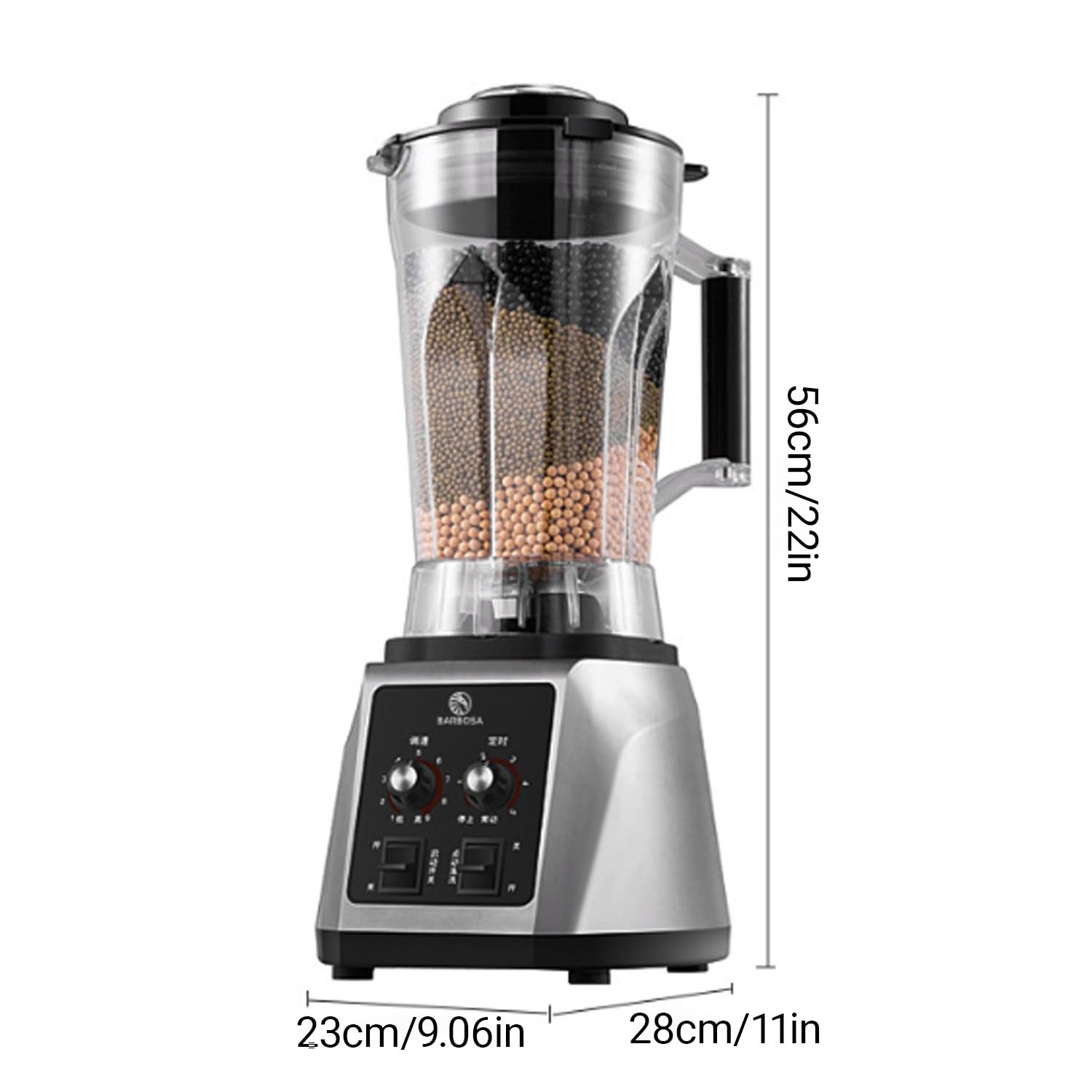 Blender gastronomiczny 2200W, blender do smoothie 6L, 8-ostrzowy nóż ze stali, pogrubiony kielich, 9 prędkości regulowanych, pokrywka z zatrzaskiem, do lodu/mrożonych deserów/gorących zup/orzechów