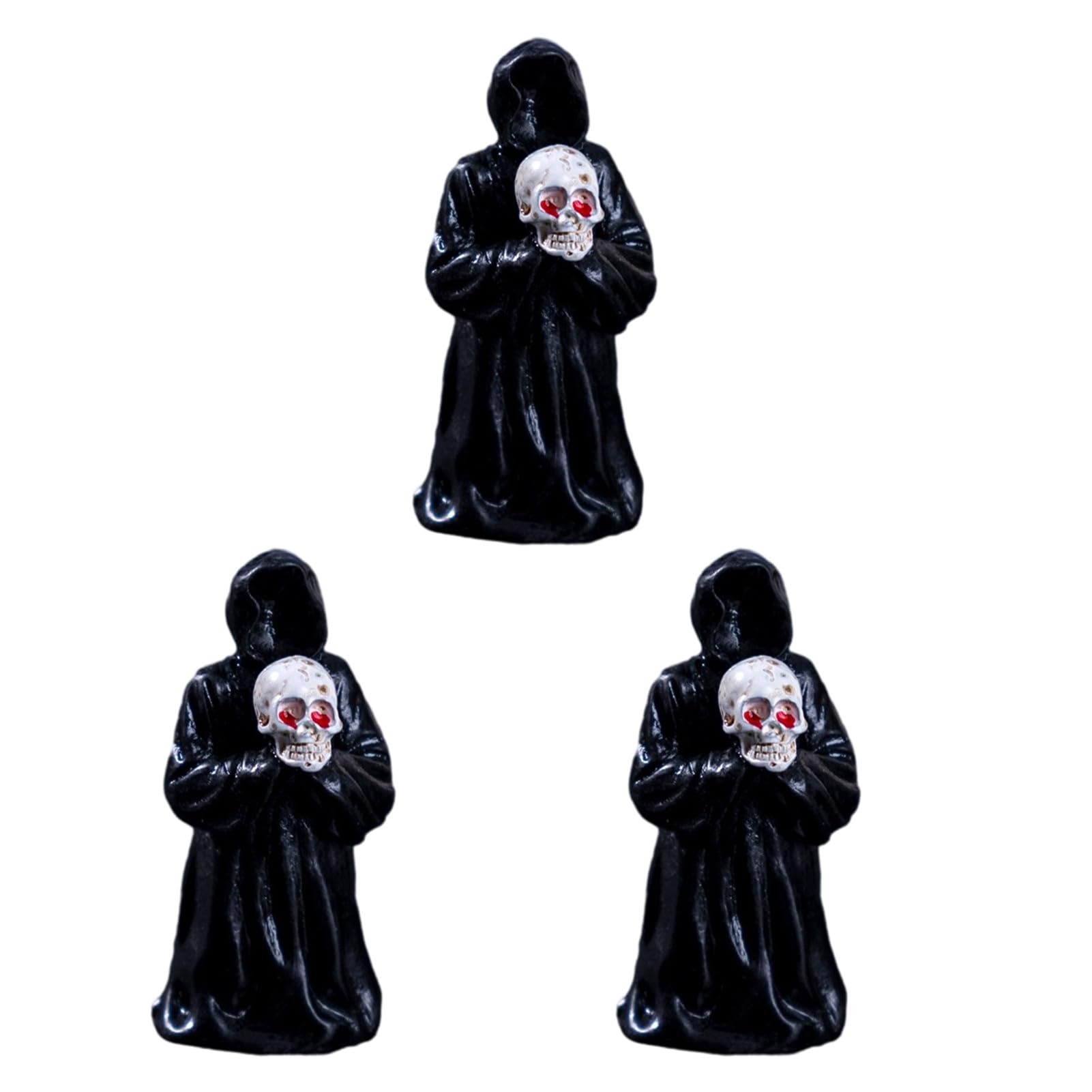 sugerou 3Pcs Halloween Mini Resin Figurines Spooky Pumpkin Ghost Decor