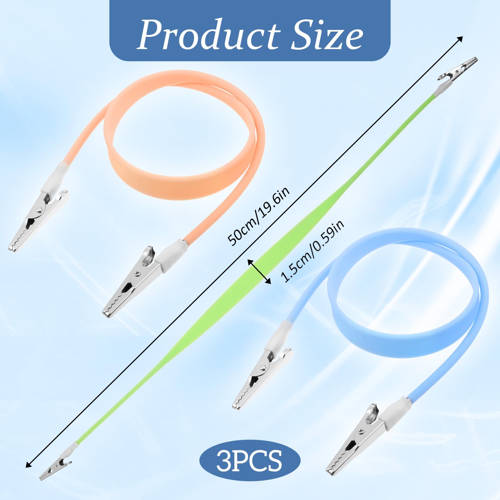 Lot de 3 pinces à bavoir dentaires en silicone souple pour adolescents, adultes et personnes âgées (bleu, vert, orange)