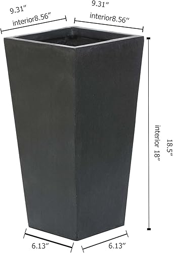 Miniatura 6 de Luxenhome - Macetas de piedra, macetas grandes para plantas de interior y exterior, maceta de 24 pulgadas de alto para porche delantero, macetas,