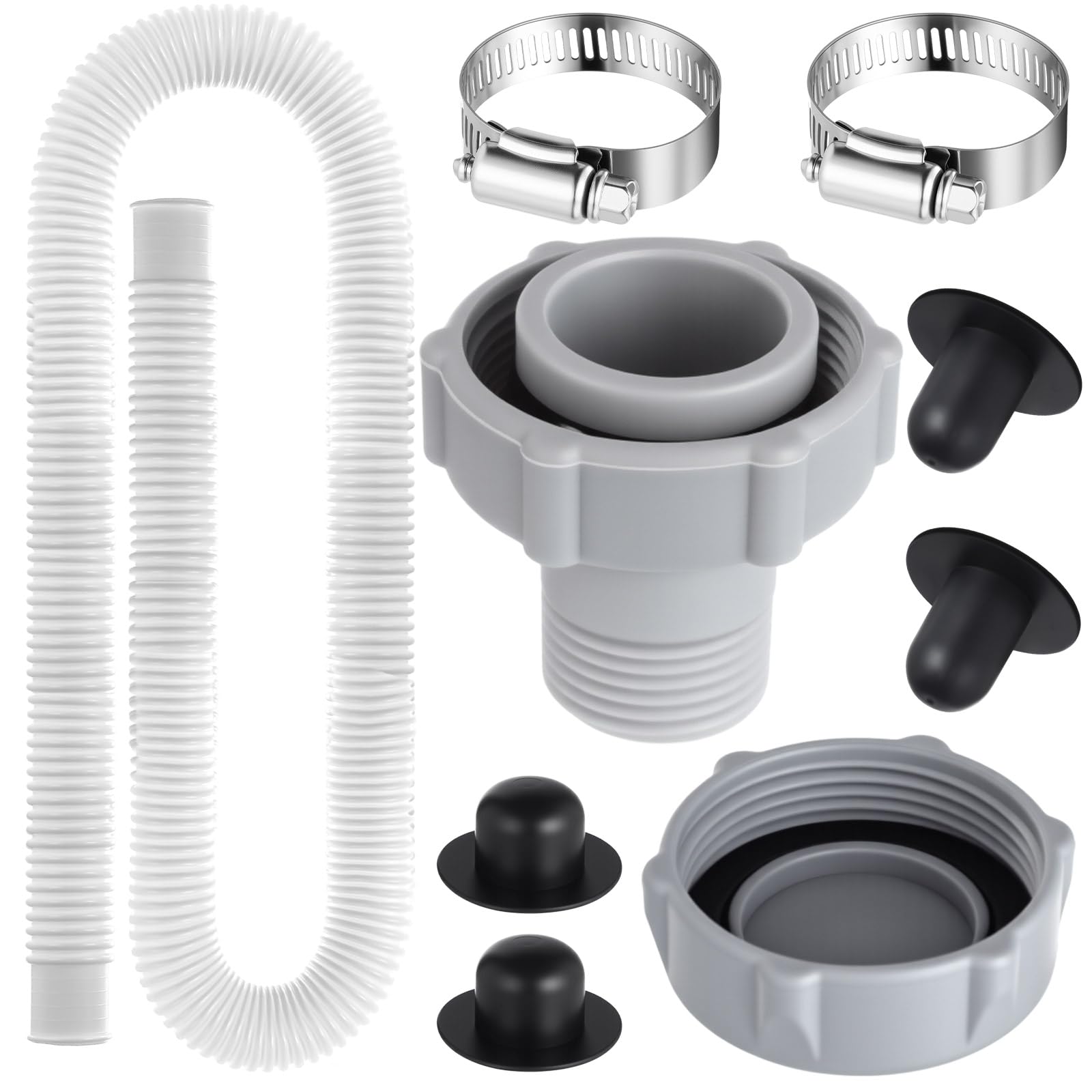 Photo 1 of Tujoe P6H1158 Replacement Drain Valve Cap Plastic Swimming Pool Drain Connects Pool Pump Strainer Hole Plug Replacement Hose Compatible with Coleman of Pools P01006