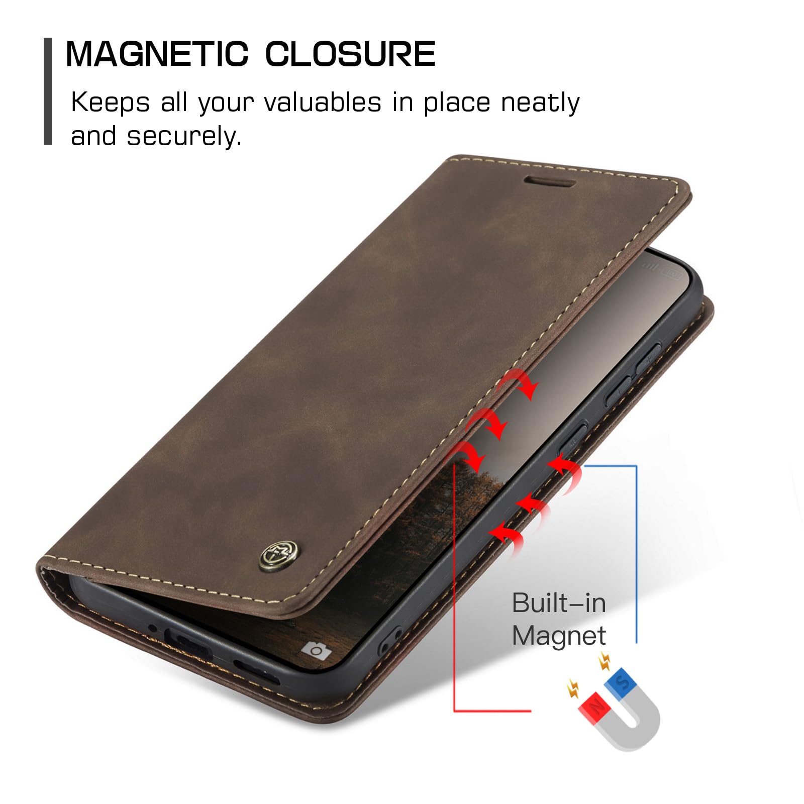 for Xiaomi Redmi Note 15 Pro 5G Case, Wallet Case Flip Leather with Card Holder Magnetic Closure Shockproof Kickstand Protective Phone Cases Cover for Redmi Note 15 Pro 5G, Coffee — view 3