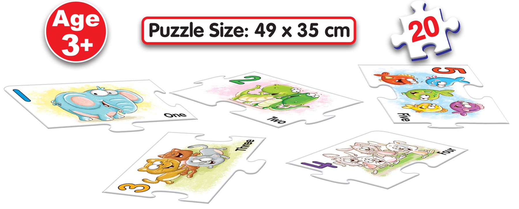 Frank Number Floor Jigsaw Puzzles for Kids for Age 3, 4, 5, 6, 7 | Fun & Creative Educational Toys | Brain Booster Kids Games for Focus & Memory | Gifts for Girls & Boys - 20 Pcs with Number & Images 1