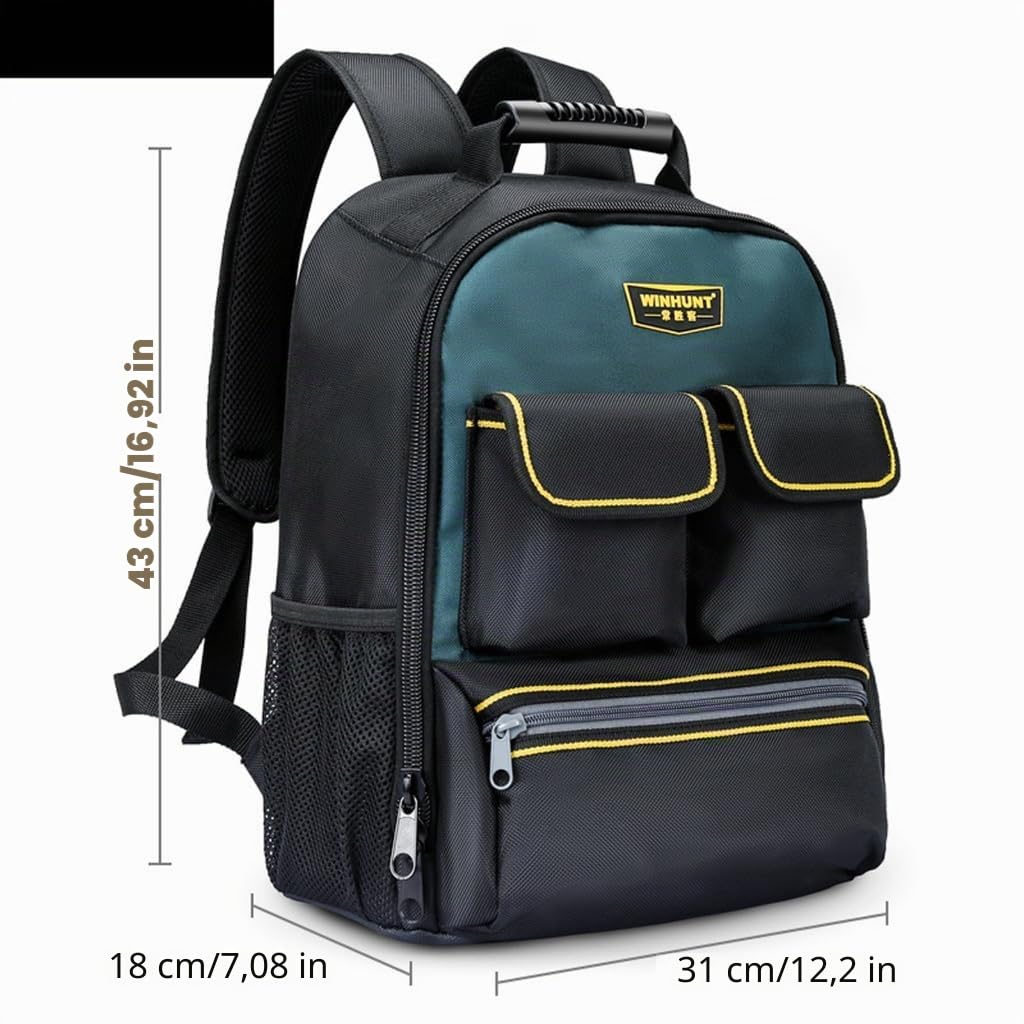 Mochila de herramientas de electricista con múltiples bolsillos, bolsa de hombro de gran capacidad para técnicos y trabajadores de reparación