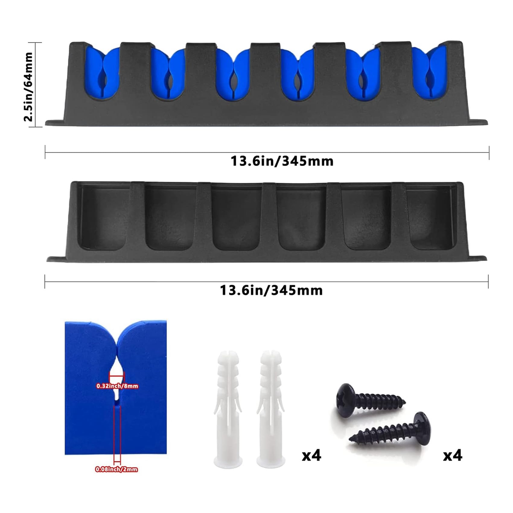 4 supporti da parete per porta del garage, canne da pesca, per barche, organizer verticale a 6 canne