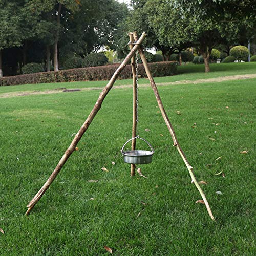 Cabide de tripé de acampamento, cabide de rack de churrasco portátil removível prático, corrente de