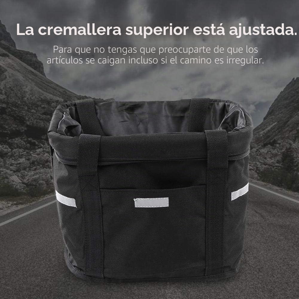 Cesta frontal desmontable para bicicleta, bolsa plegable de lona para manillar, organizador extraíble para mascotas, gatos, perros, bolsa para marco de bicicleta