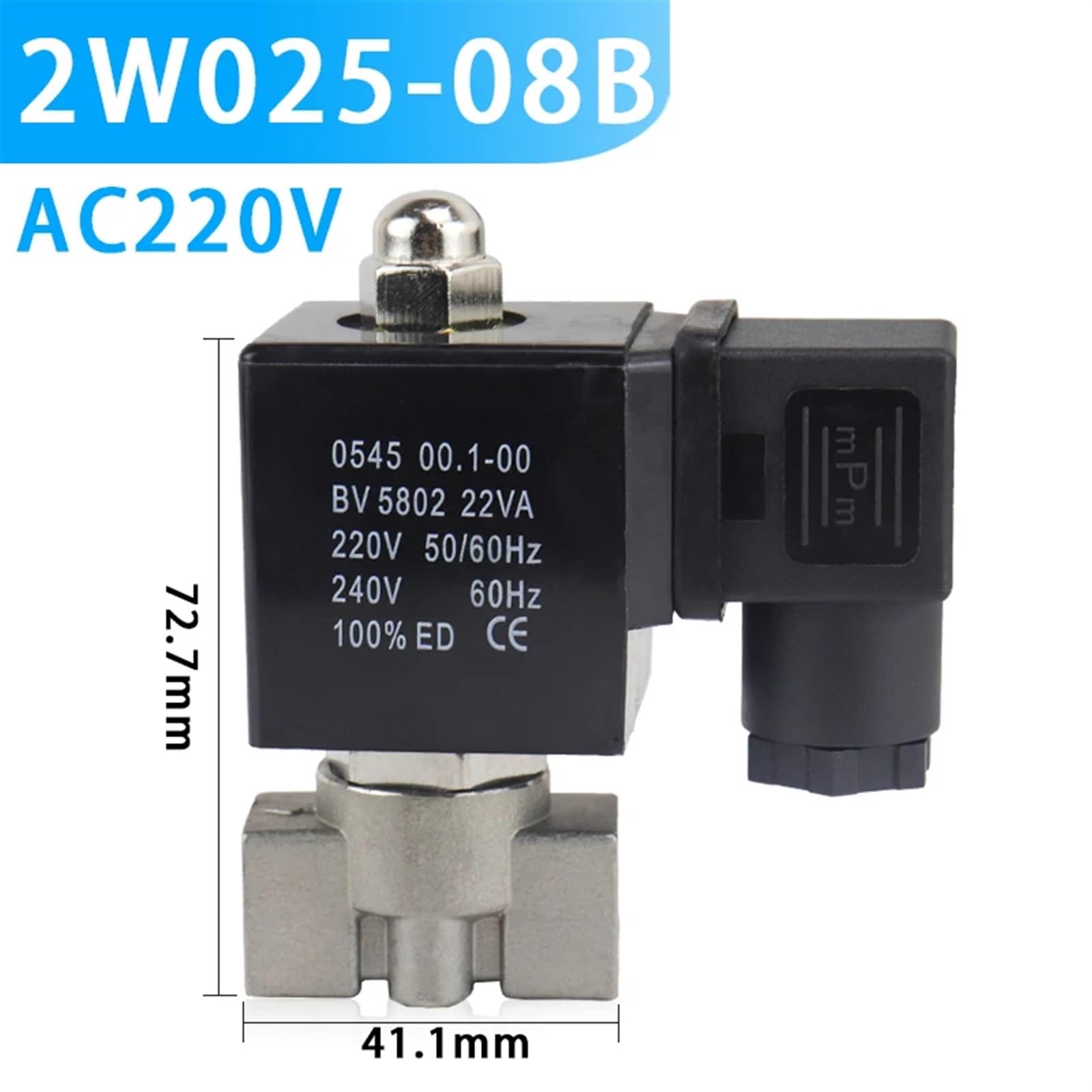 Stal nierdzewna 304 zawór elektromagnetyczny 2S zawór wodny 2W200-20 sterowanie zaworem gazowym 2W025-08B AC220V 2W160-15B DC12V 2W040-10B DC24V (2W025-08B AC220V)