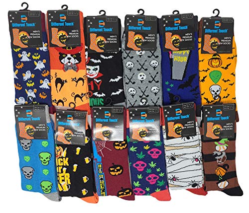 Halloween Socks Men Colorful Fashion Design Dress socks 10-13 (12 Pairs Assorted Halloween)3
