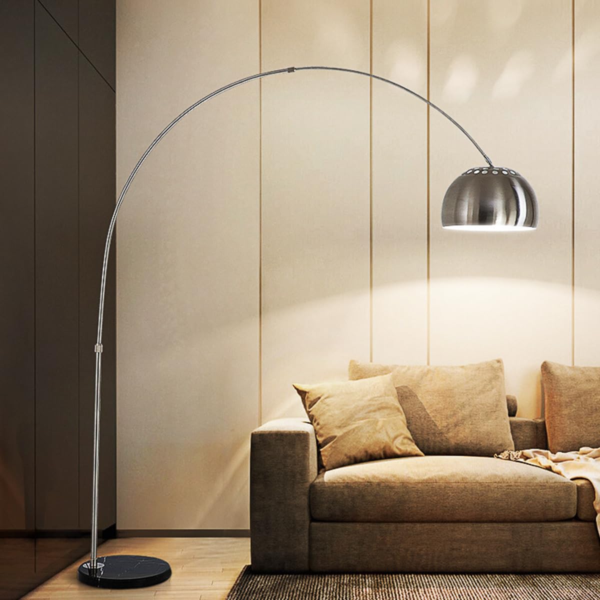 HGJHJJHK Modern Floor Lamp for Living Room Brushed Iron Arc Floor Lamps 3 Color Temperatures Eye-Caring Reading Standing Lamp 78.7in Tall Pole Lamp with Foot Switch for Bedroom Farmhouse