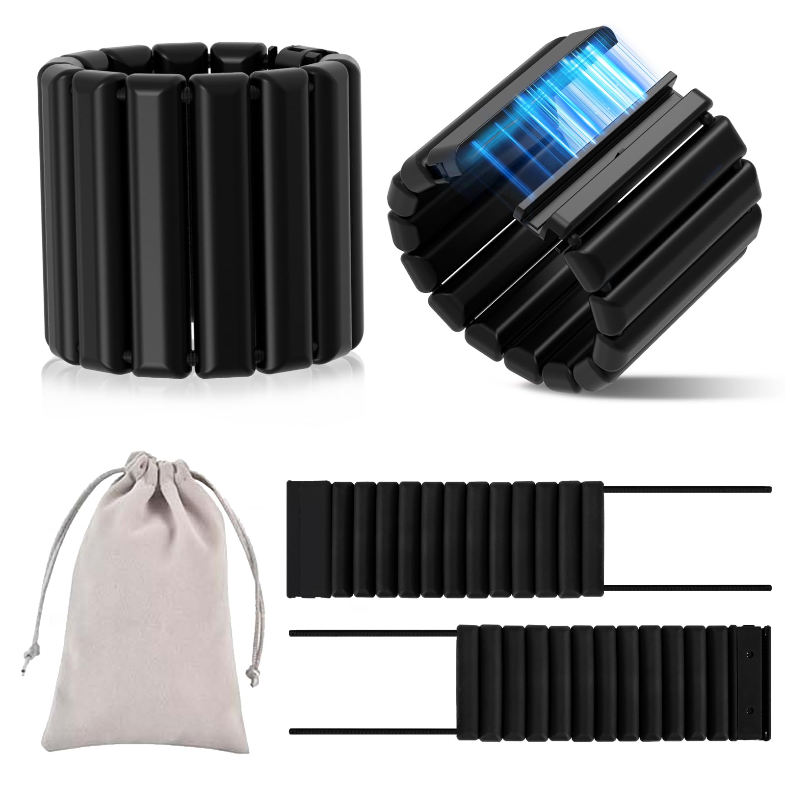 Magnet Wrist Ankle Weights for Women Men, Adjustable Silicone Arm & Leg Wearable Weighted Bangles for Walking, Yoga, Dance, Pilates,Gym Set of 2 (1Lb Each)