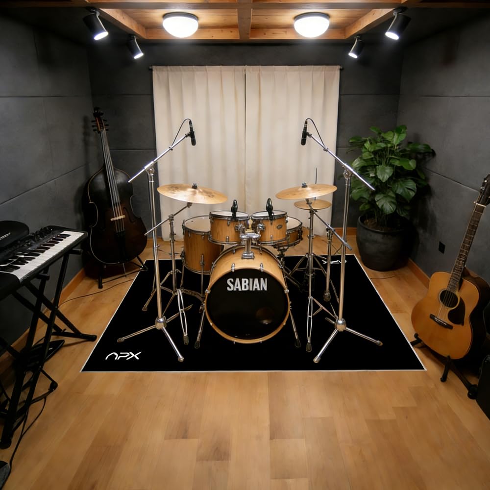 Drumming - Tappeto a percussione, 1,2 x 1,8 m, antiscivolo, fonoassorbente, per interni ed esterni, kit di percussioni elettroniche jazz per bassi e rullanti, per principianti.