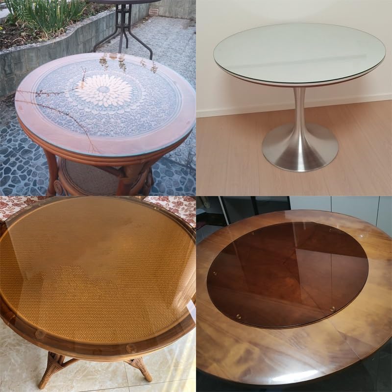 SYYXHC Round Dining Table Top, 300mm-900mm Tempered Glass Countertop, Waterproof Tabletop for Outdoor Patio Tables Garden Tables(Black Tea,300mm/11.8in)