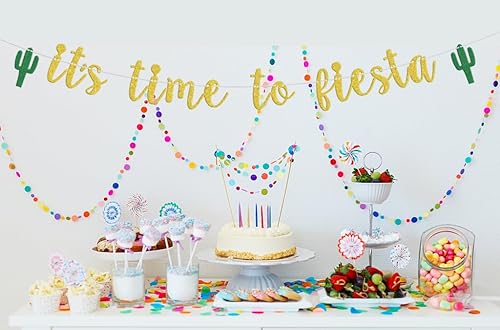 Miniatura 4 de Cartel con texto en inglés "It's Time to Fiesta", decoración de fiesta mexicana, decoración de fiesta de cactus, despedida de soltera, suministros
