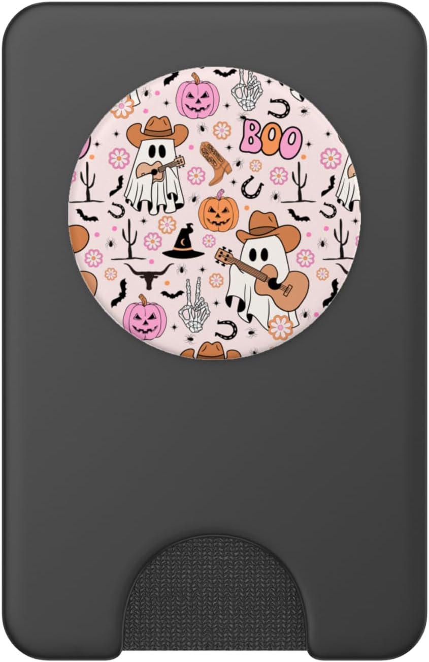 Spooky Ghost Cowboy Cute Halloween Boo Western Retro Pastel PopSockets PopWallet for MagSafe