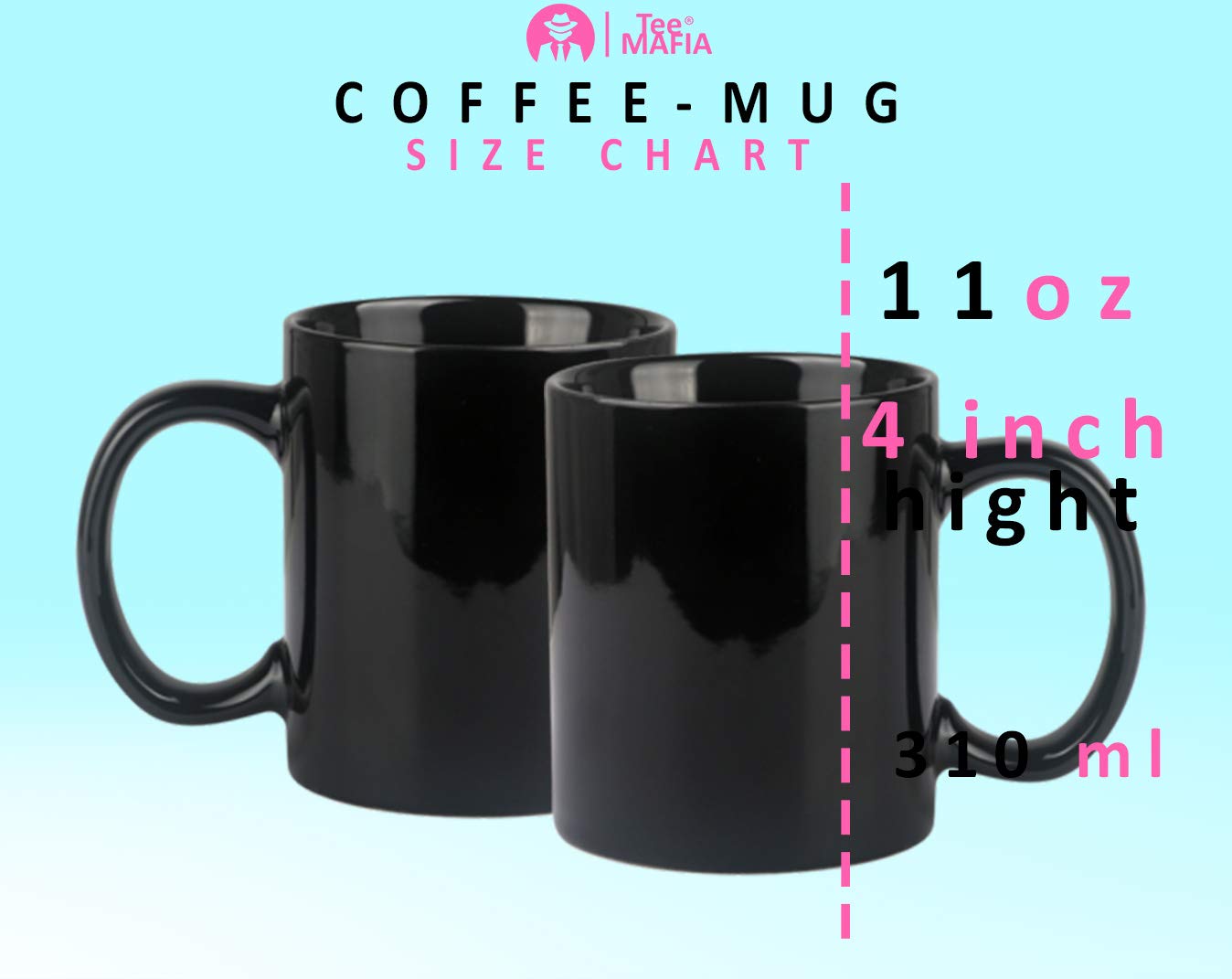 Tee Mafia Ceramic Black Mug | Couple Coffee Mug | Glossy Mug | Plain Ceramic Mug| 330 ml, Microwave & Dishwasher Safe|-Set of 2 4