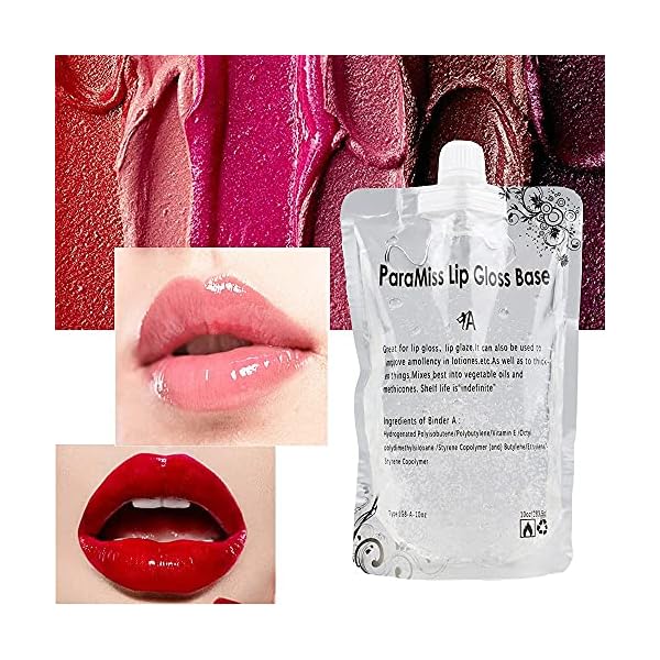 PARAMISS Lip Gloss Base 10 Ounce (350 ML) Clear Lip Gloss Non-Stick Moisturizing Versagel lip gloss base DIY Handmade Lip Gloss Lip Balms Lip Plumper Making Organic Lip Gloss Supplies (A)