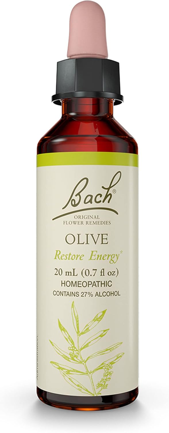 Bach Original Flower Remedies, Olive for Energy, Natural Homeopathic Flower Essence, Holistic Wellness and Stress Relief, Vegan, 20mL Dropper