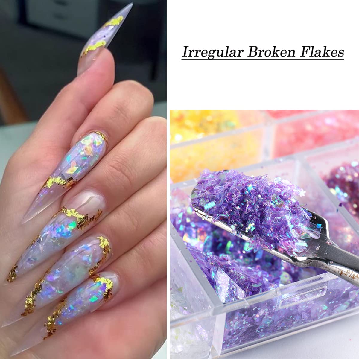 12 Grids Mermaid Nail Sequins Glitter Holographic Laser Decals for Women Girls Manicure Tips DIY Nail Art Decoration 4