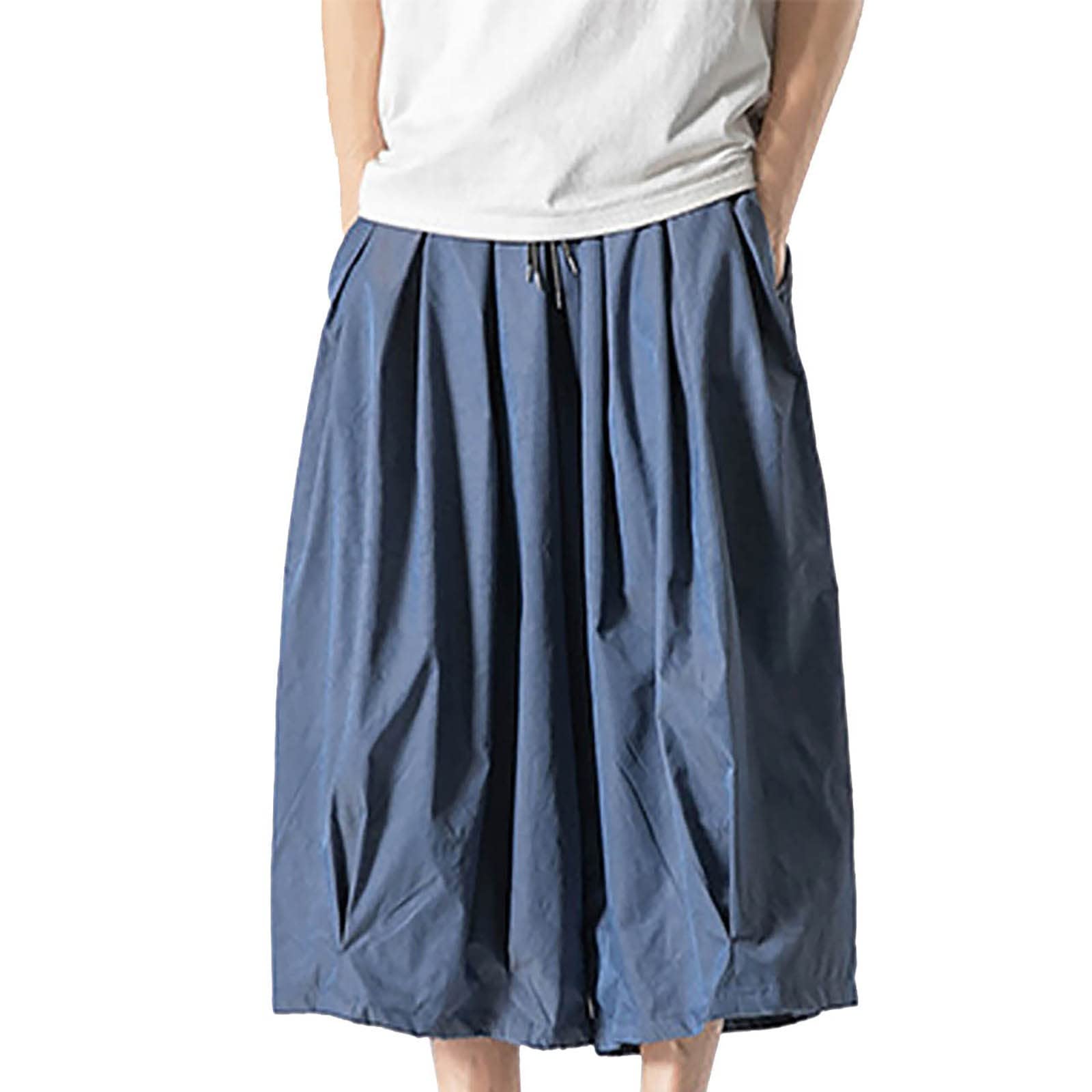 Ninja Pants Baggy Sweatpants Men Mens Linen Shorts Oversized Renaissance Pants?? Men's Harem Any Occasion Lounge Japanese Clothes for Lightly Fitted Design Trouser Blue
