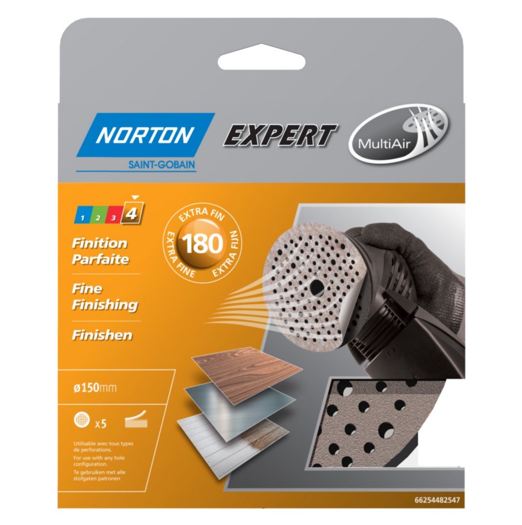 Norton Disques auto-agrippants Pex Lot de 5 150 mm grain 180 Multi Air
