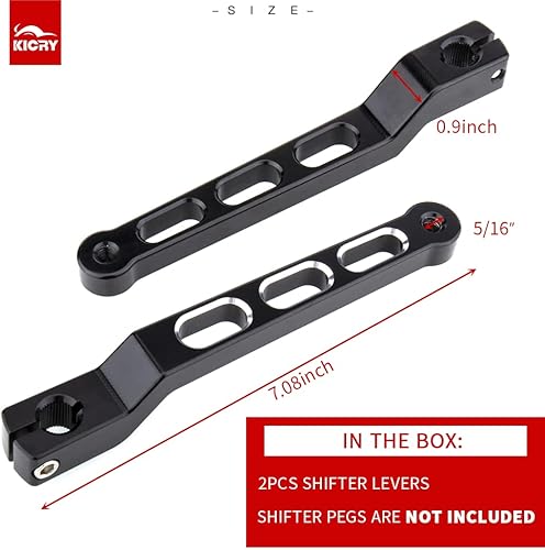 Miniatura 6 de KICRY Palancas de palanca de cambios para el talón de la motocicleta, 2 piezas, pedales de palanca de cambios de aluminio CNC negros compatibles con
