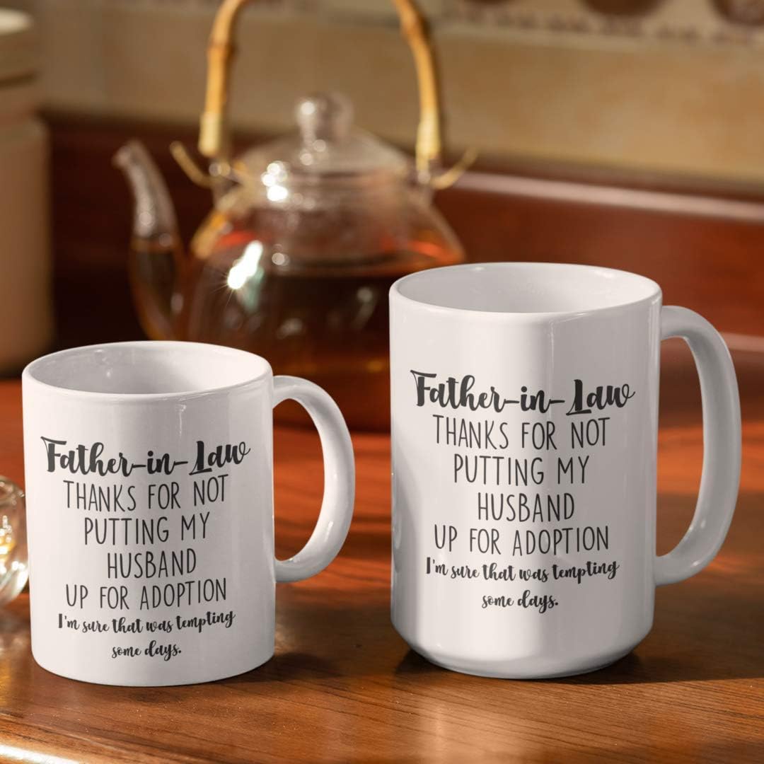 🛒 Crazy Deals Father In Law Mug Thanks For Not Putting My Husband Up For Adoption Funny Sarcastic 15 Oz. White Ceramic Coffee Cup 🔥 Crazy Deals Father In Law Mug Thanks For Not Putting My Husband Up For Adoption Funny Sarcastic 15 Oz. White Ceramic Coffee Cup