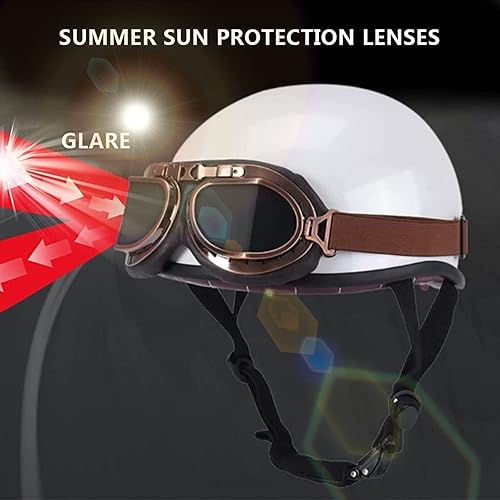 Miniatura 4 de Casco retro de estilo alemán aprobado por DOTECE, casco de motocicleta de media cara con gafas para adultos, hombres y mujeres, casco abierto para