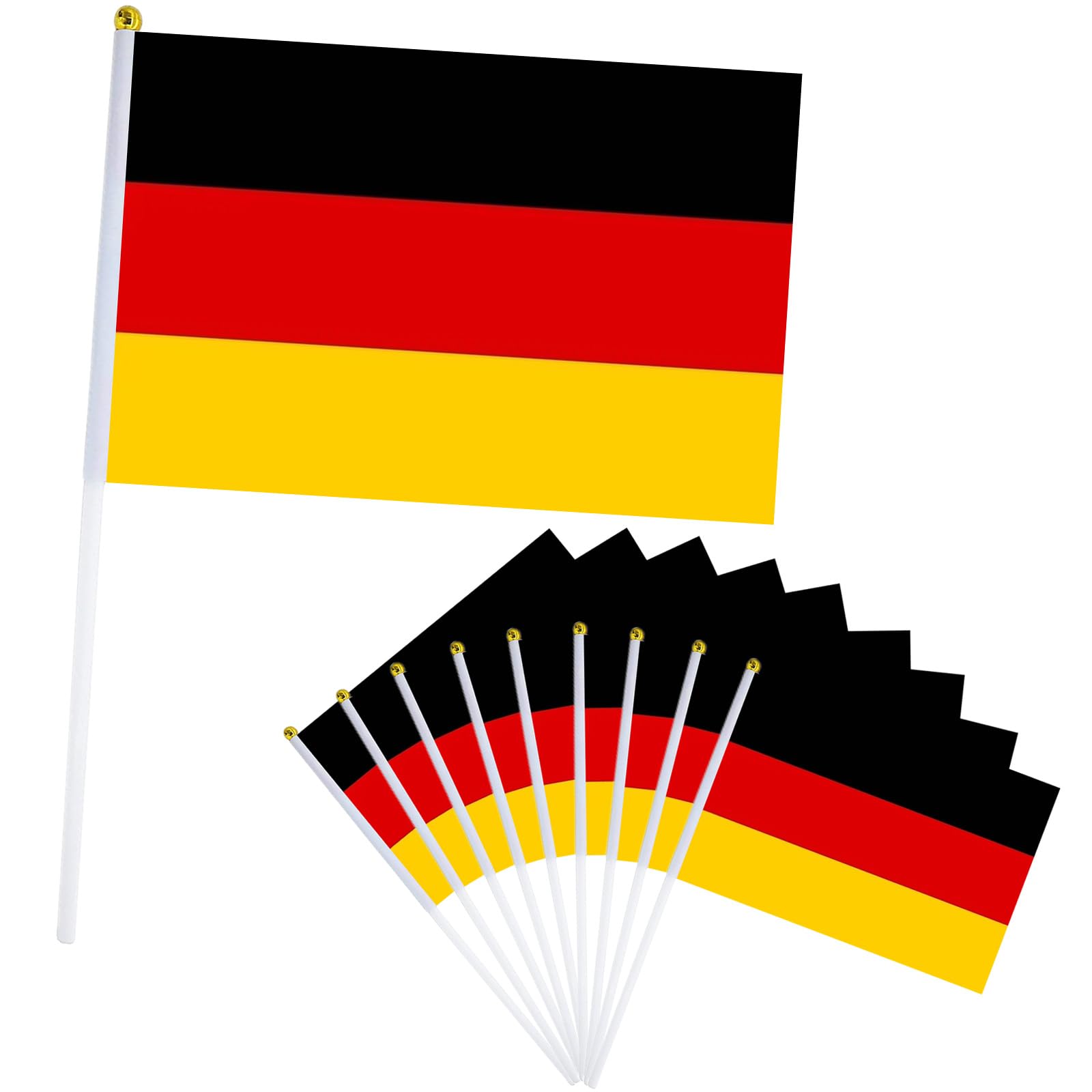 10pcs Small Germany Flags on Sticks for Fifa World Cup Football 2026 Decorations,Mini Hand Held Waving German Flag for Indoor Outdoor Sports Eurovision Euro Football Game Germany Party Decorations — image 1