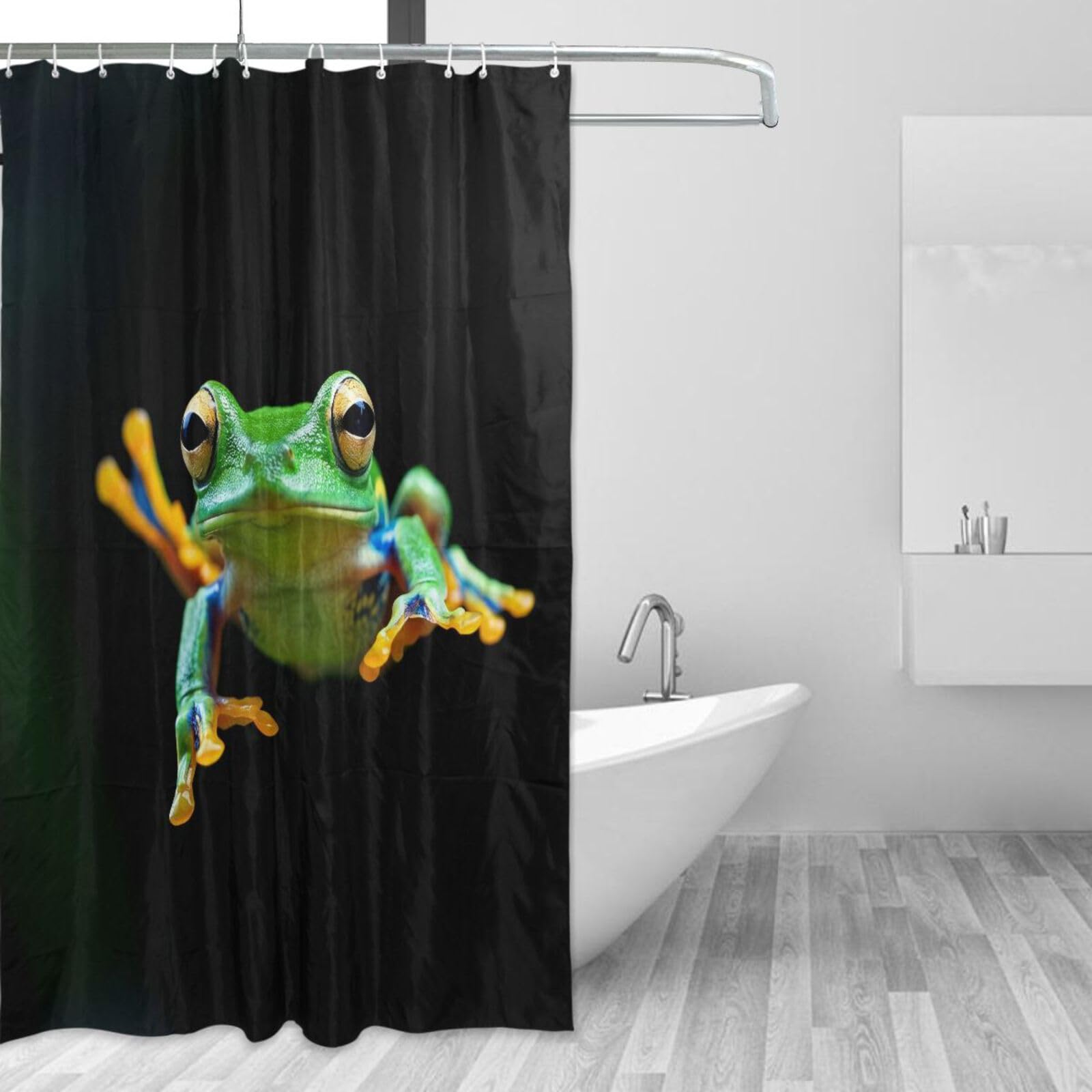 Rideau de douche anti éclaboussure en tissu lavable 157x183 motif grenouille contre l'eau au sol