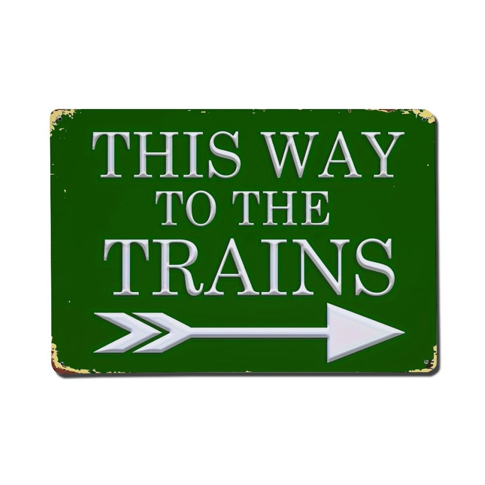 Nestemfo Vintage This Way To The Trains Tin Sign Metal Sign, Living Room,Bar, Home, Bedroom Wall Decor,Retro Metal Poster 8X12 Inches
