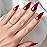 GLAMERMAID Ruby Red Press on Nails Medium Almond, Handmade Jelly Soft Gel Deep Dark Red Glue on Nails Stiletto, Burgundy Emo Fake Nails Short Oval, Reusable Acrylic Stick on False Nails Kit for Women