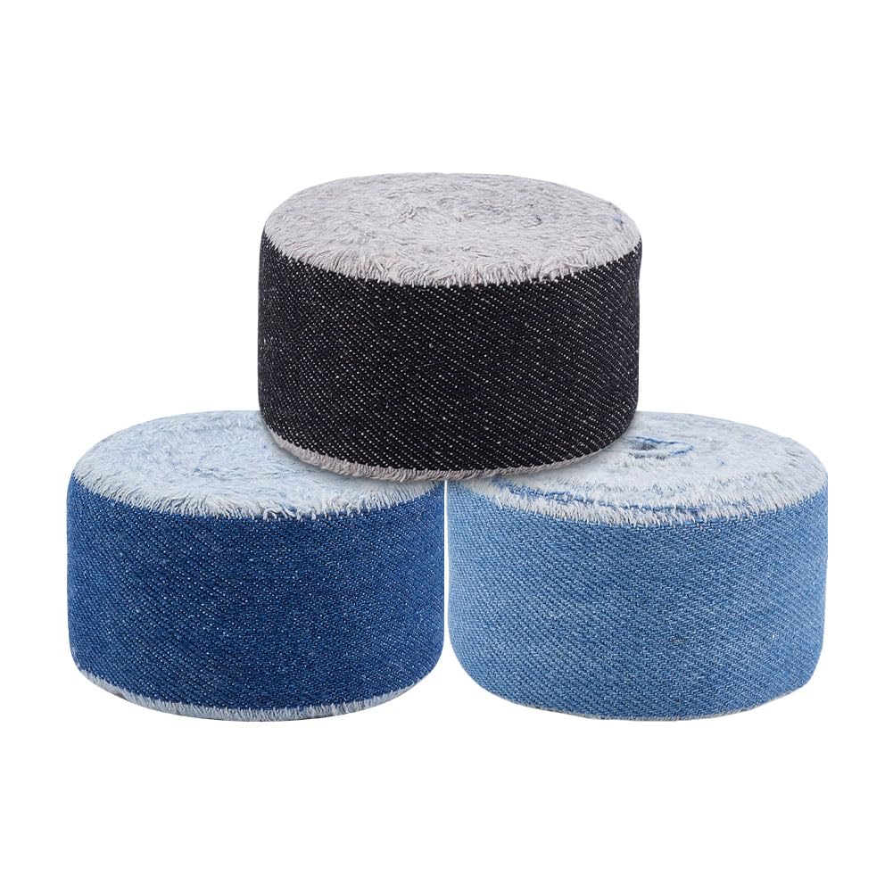 Ruban en polyester denim 4,1 cm | Rubans à franges pour emballage cadeau et mercerie