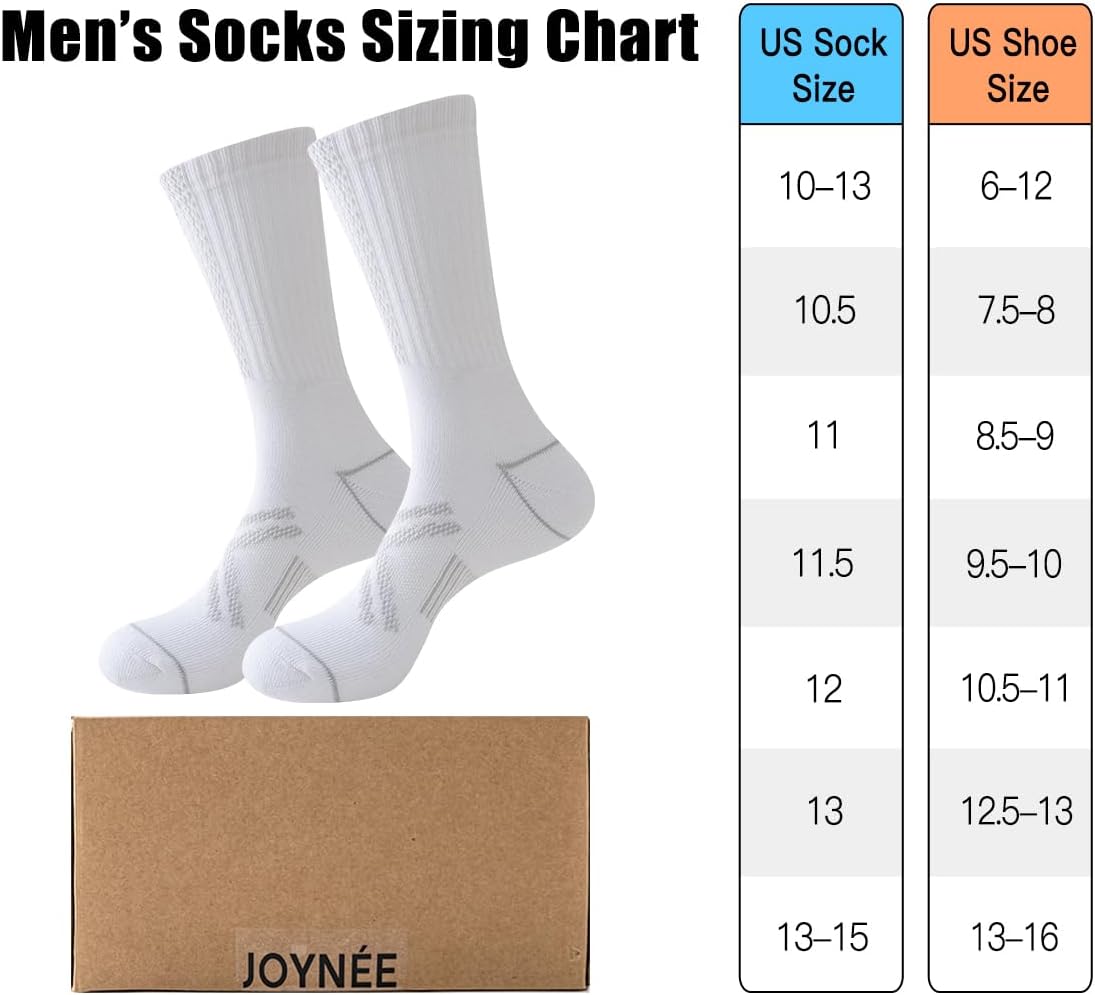 JOYNÉE 12 Pairs Mens Athletic Crew Socks Cushioned for Men Sports Running-Arch Support - Image 6
