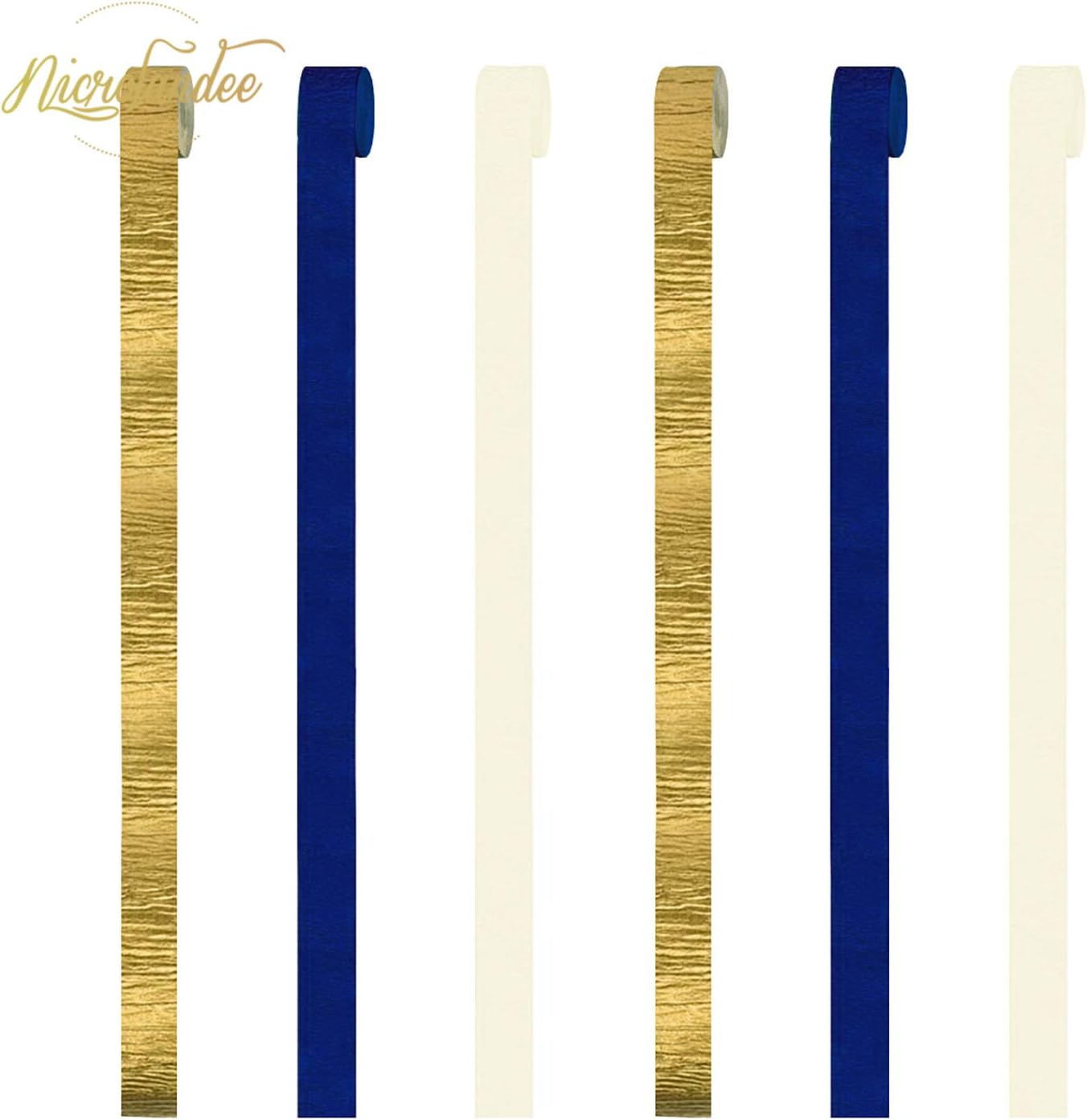 NICROLANDEE Navy Blue Party Decorations - 6 Rolls Navy Blue Gold Crepe Paper Streamers Tassels Streamer Paper for Navy Party Get Ready Bridal Shower Wedding Engagement Birthday Graduation Supplies : Home & Kitchen