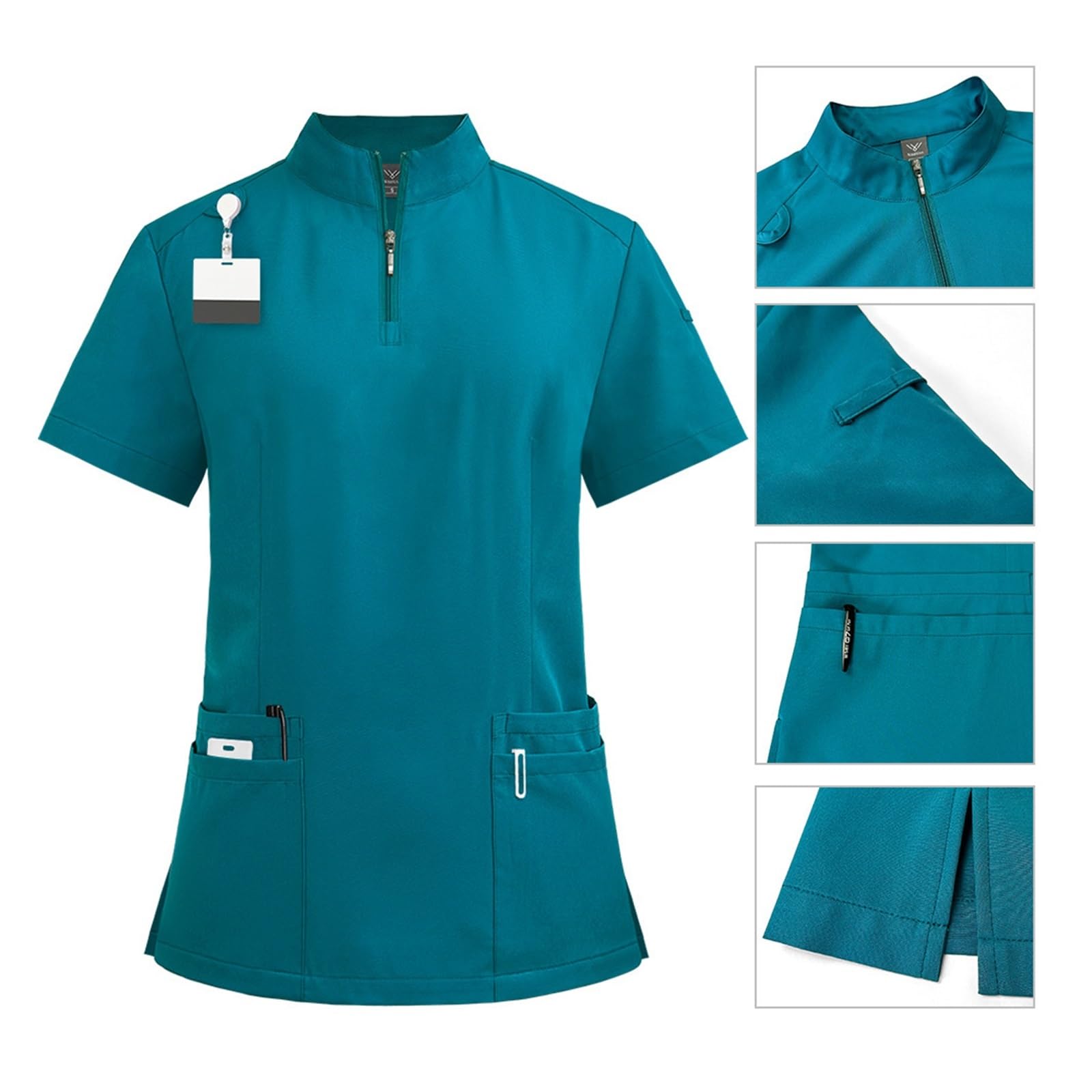 Divise da lavoro for medici e infermieri con colletto alto cerniera, camici sala operatoria, pantaloni dritti Infermiera Oss Sanitario Estetista