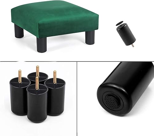 Miniatura 63 de Adeco Reposapiés pequeño/Reposapiés-Arte geométrico - Reposapiés otomano cuboide y cilindro, marrón café Piel sintética negra de poliuretano,Marrón