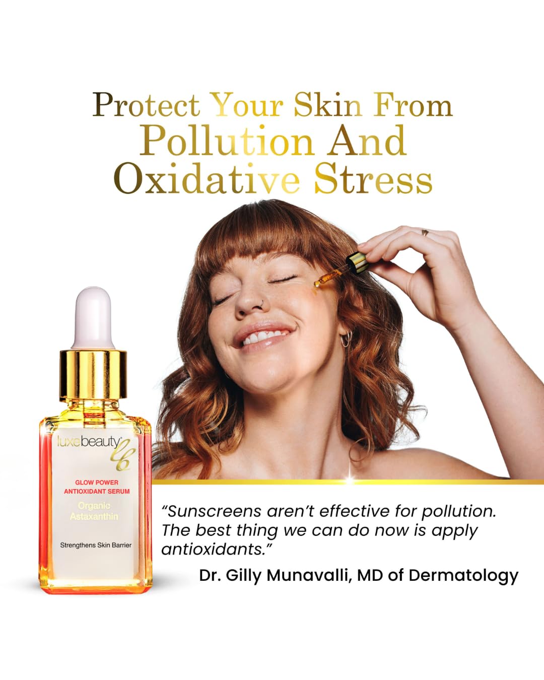 Luxe Beauty Organic Astaxanthin Serum - Concentrated Antioxidants - Also with Organic Rosehip Oil, Clove Oil, Raspberry Seed Oil, and More - Face Serum to Help Prevent Premature Skin Aging