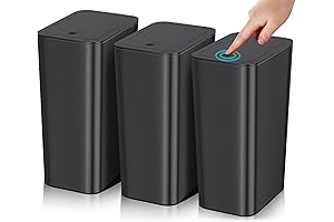 SHPMXUPW 3 Pack Room Trash Can with Lid,10L/ 2.6 Gallon Slim Bathroom Garbage Bin